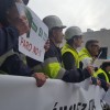 Protesta dos traballadores de Ence no mitin de Pedro Sánchez