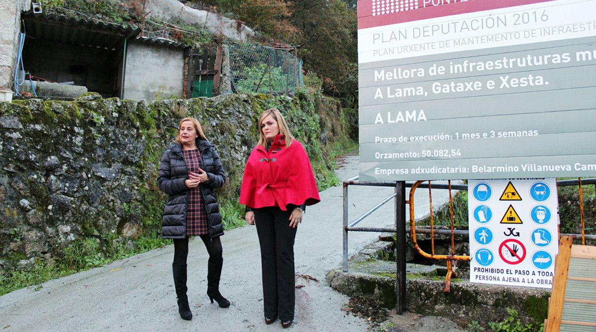Carmela Silva visita las obras en los caminos de Ventoselo y Fírveda