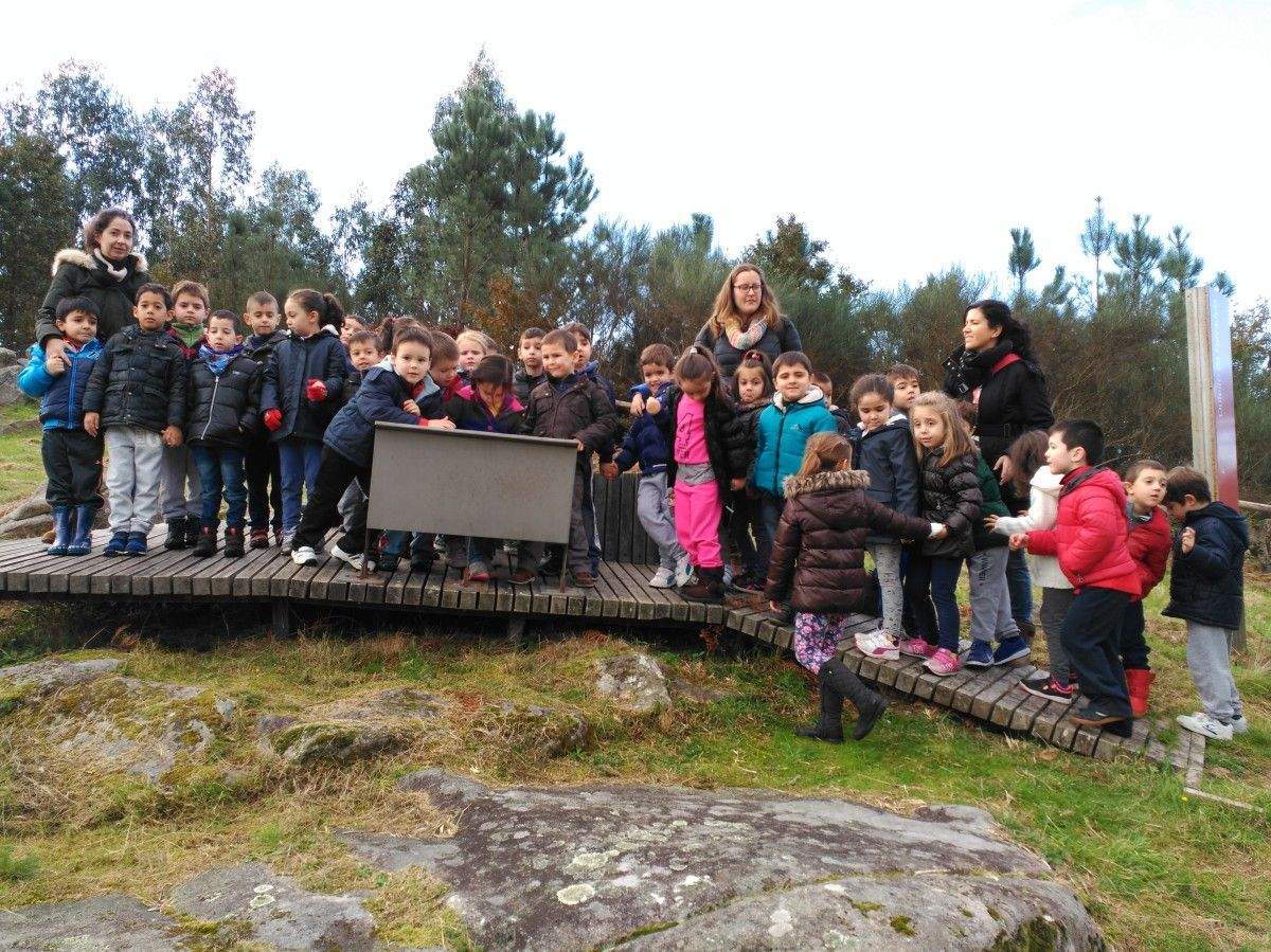 Escolares visitan a área arqueolóxica de Tourón