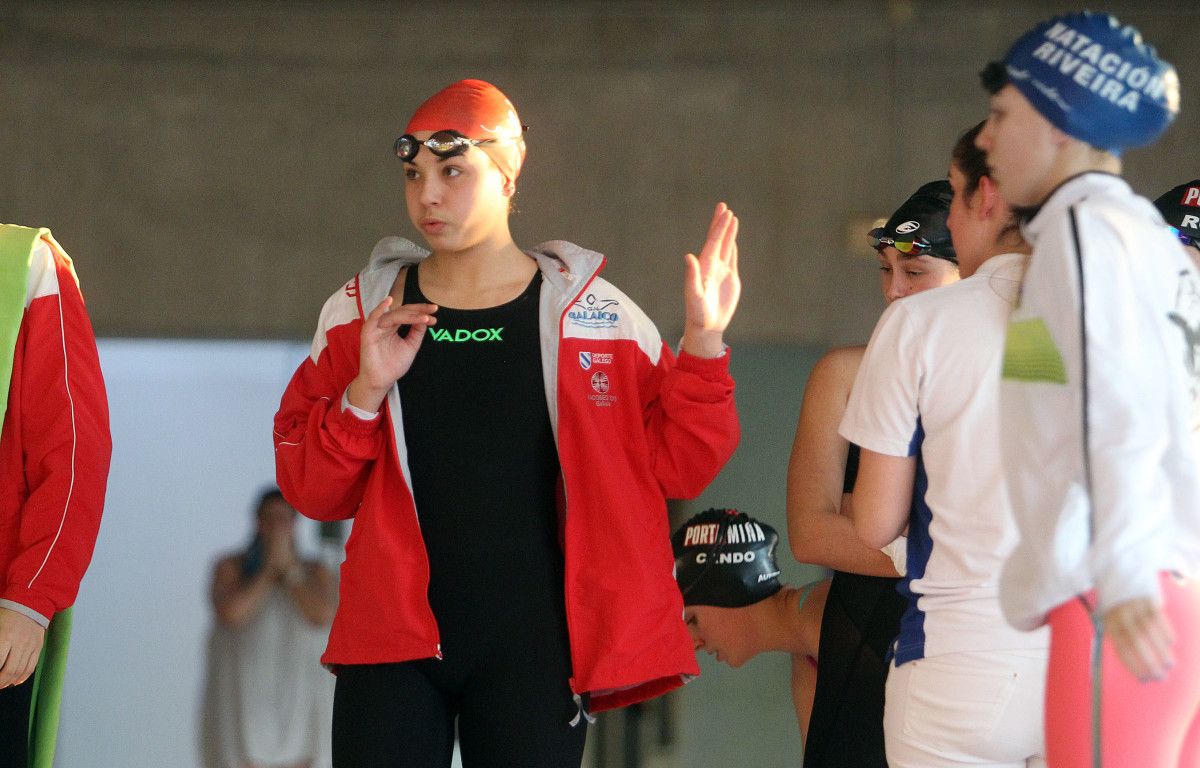 Águeda Cons, en la primera jornada del Campeonato Gallego de Natación en piscina corta