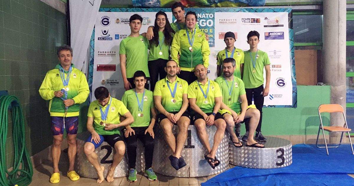 Deportistas del SAPO en el Campeonato Gallego Absoluto de Salvamento