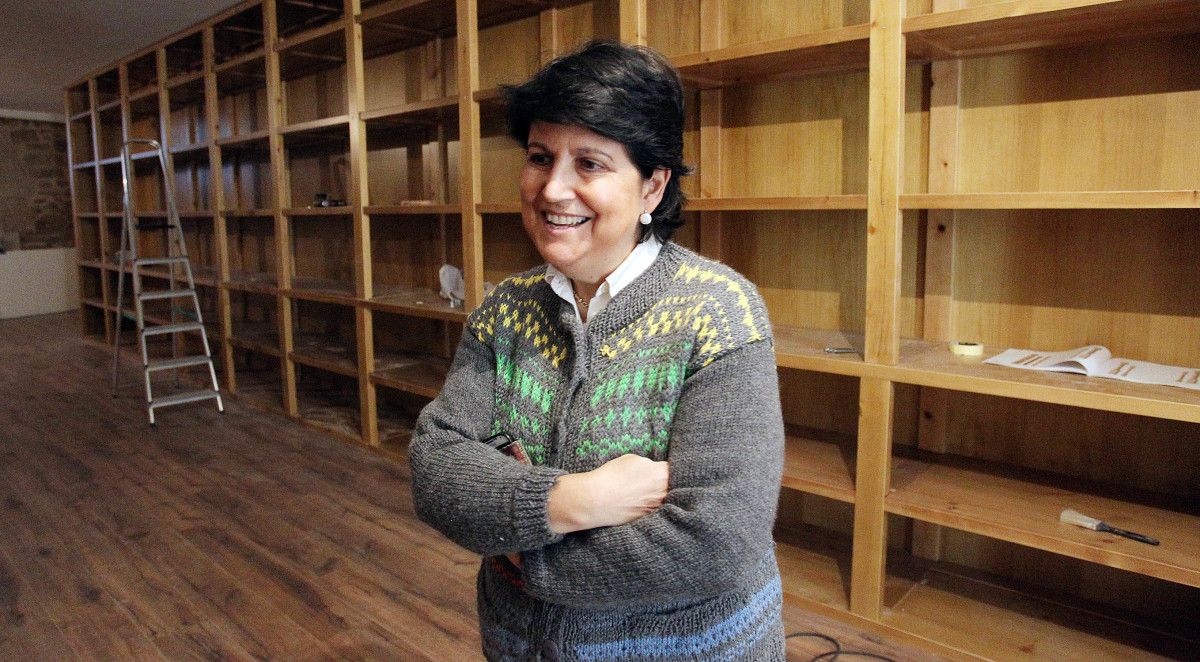Mayte Ramírez, durante as obras no novo establecemento de La Moda Ideal
