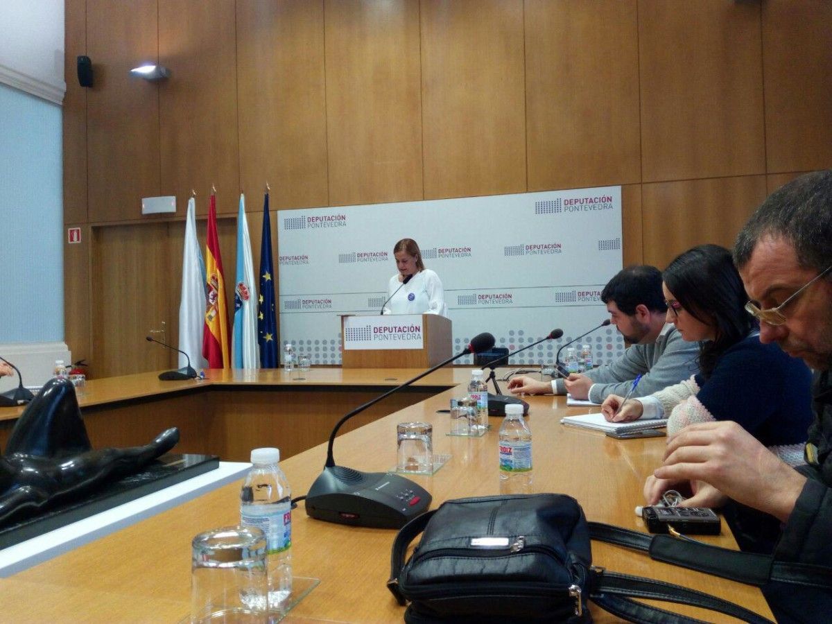 La presidenta de la Deputacióm, Carmela Silva, en la rueda de prensa por el Día Internacional de la Mujer