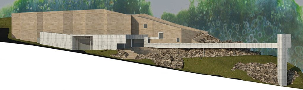 Recreación de la fachada exterior del auditorio do Grove