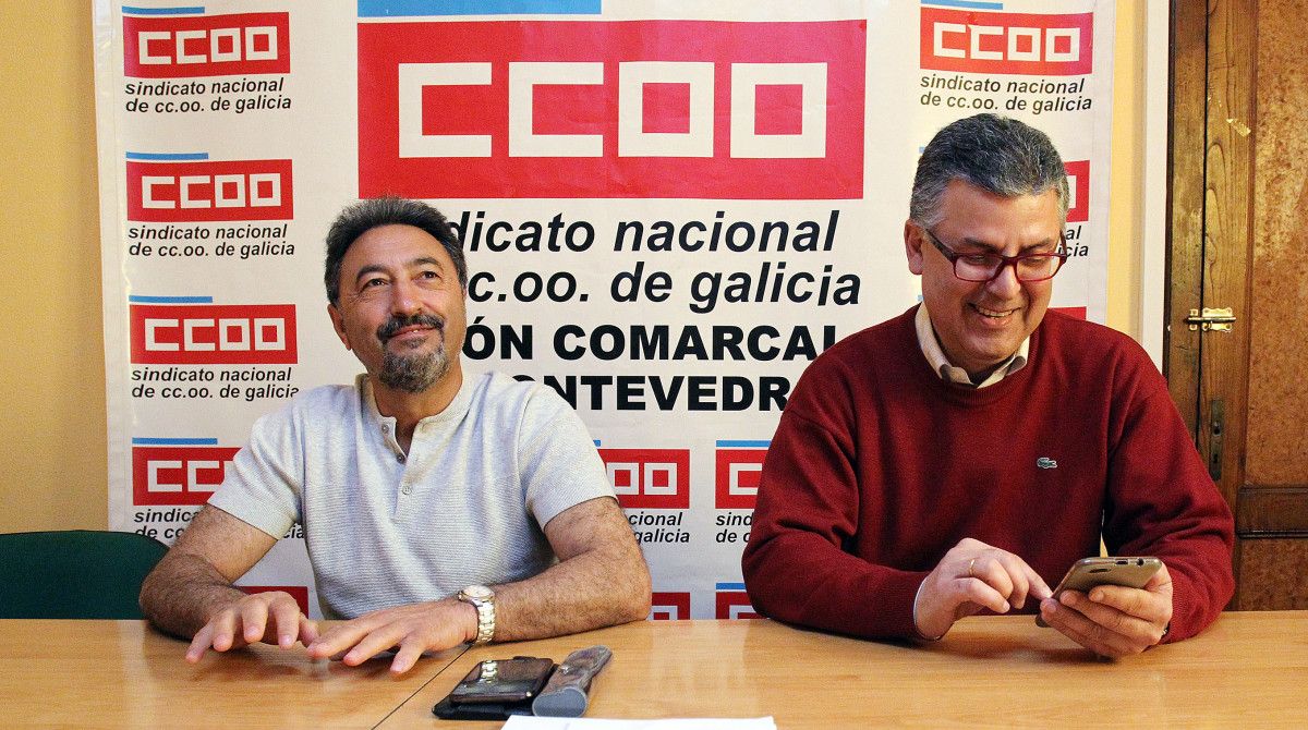 José Ramón Piñeiro, secretario comarcal de CC.OO., durante a rolda de prensa