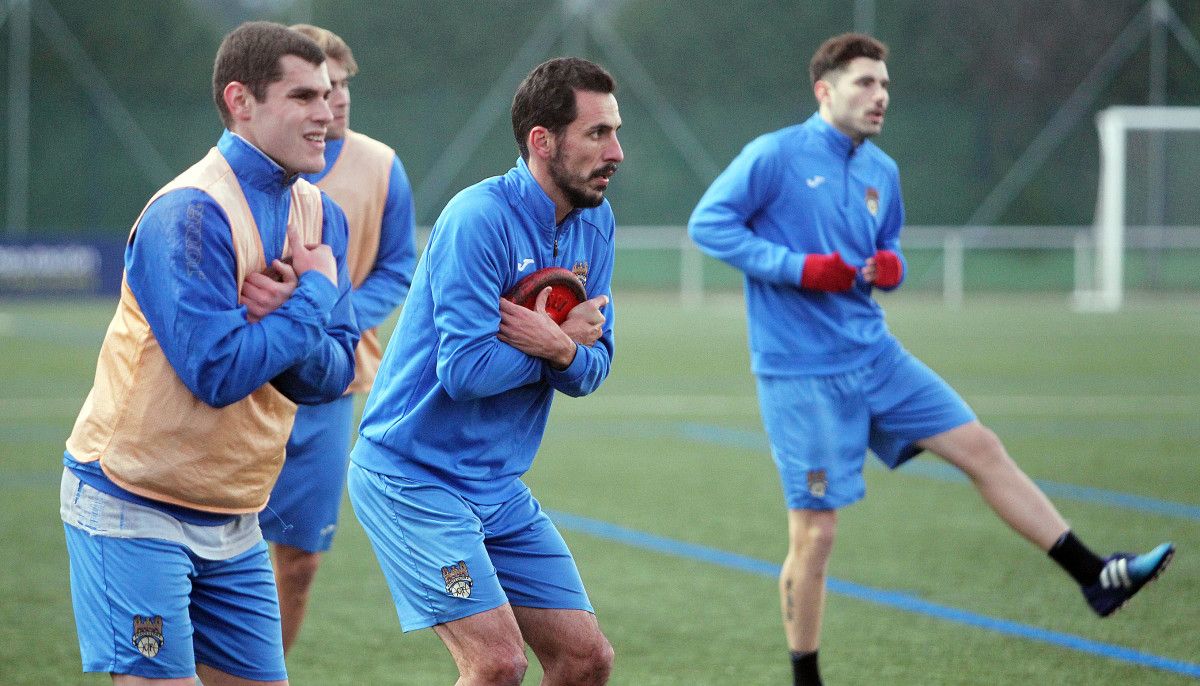 Capi, durante un entrenamiento del Pontevedra