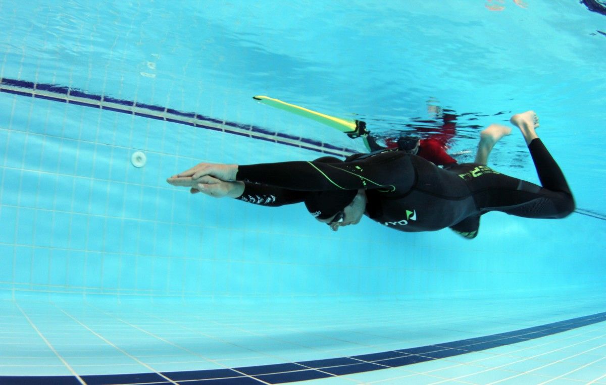 Antonio García durante el Campeonato de España de Apnea