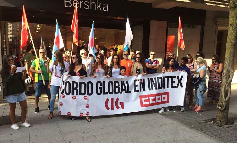 Concentración de trabajadores de Inditex en Pontevedra