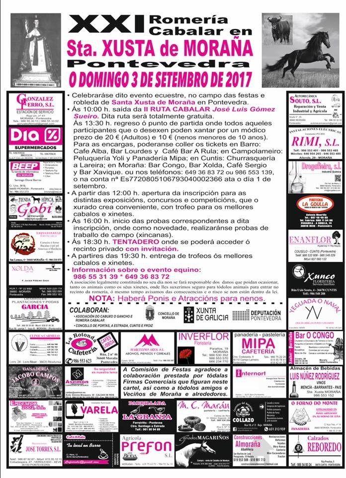 Cartel da Romaría Cabalar de Moraña coa inclusión do tentadero taurino