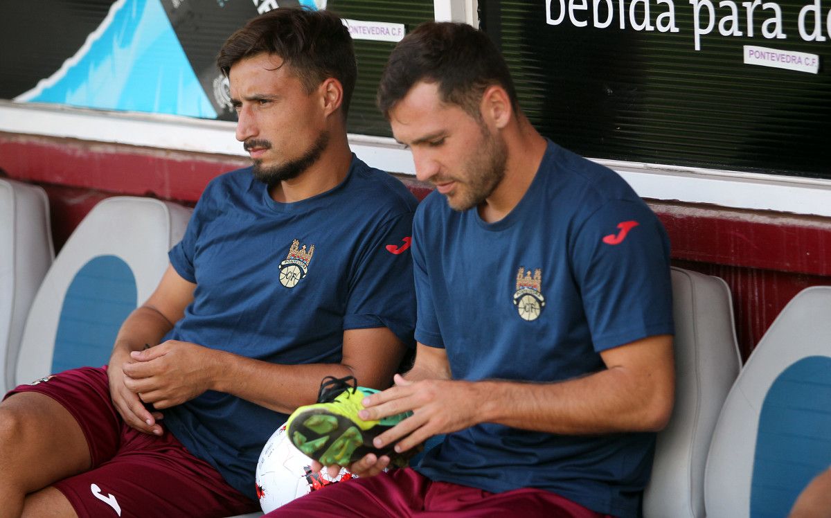 Mouriño y Añón, antes de un entrenamiento en Pasarón