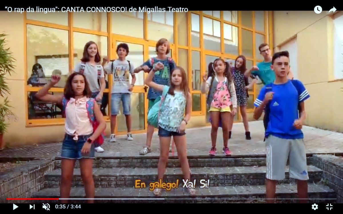 Captura do videoclip de Migallas Teatro 'O rap da lingua'
