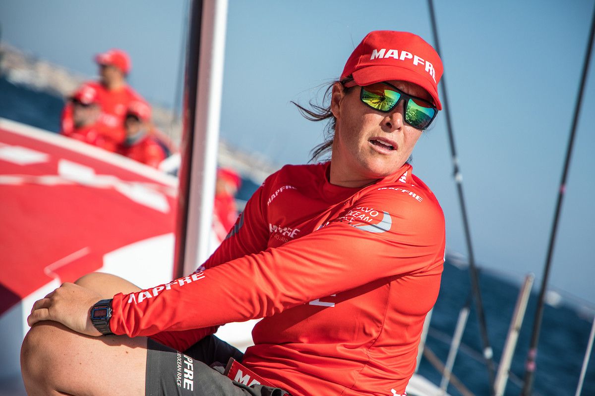 Támara Echegoyen durante a regata costeira da Volvo Ocean Race en Alacante