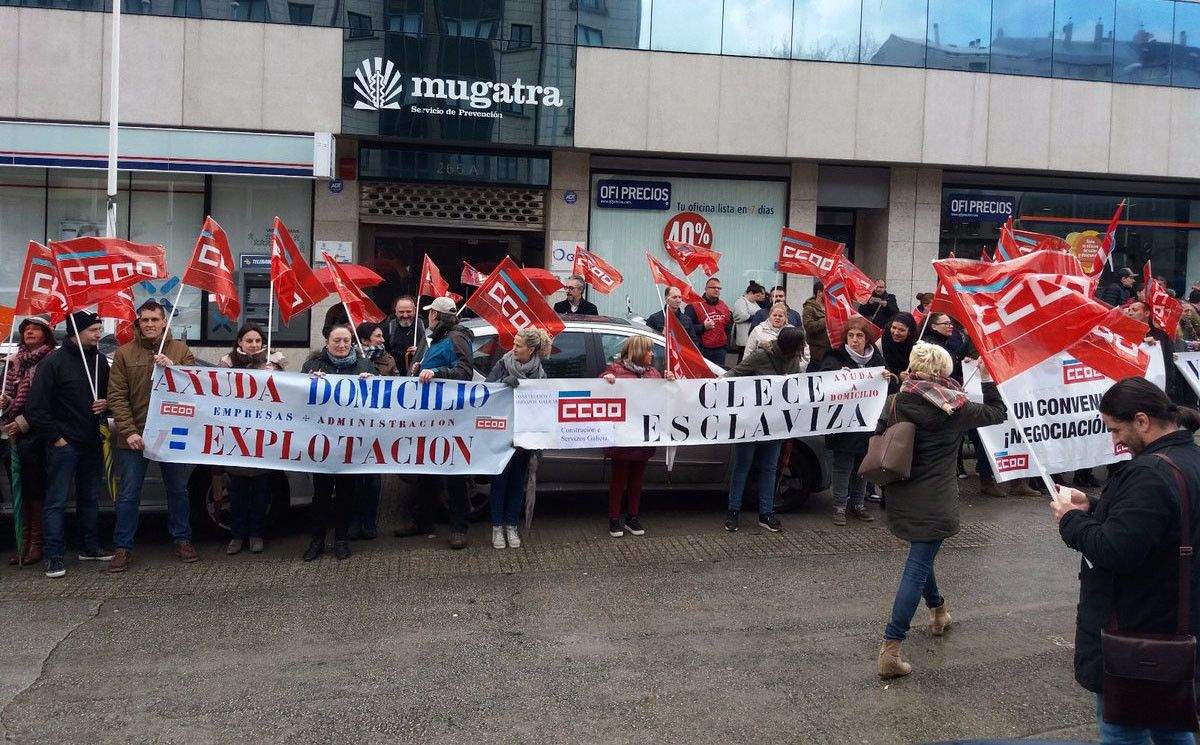 Movilización de CC.OO contra Clece en A Coruña