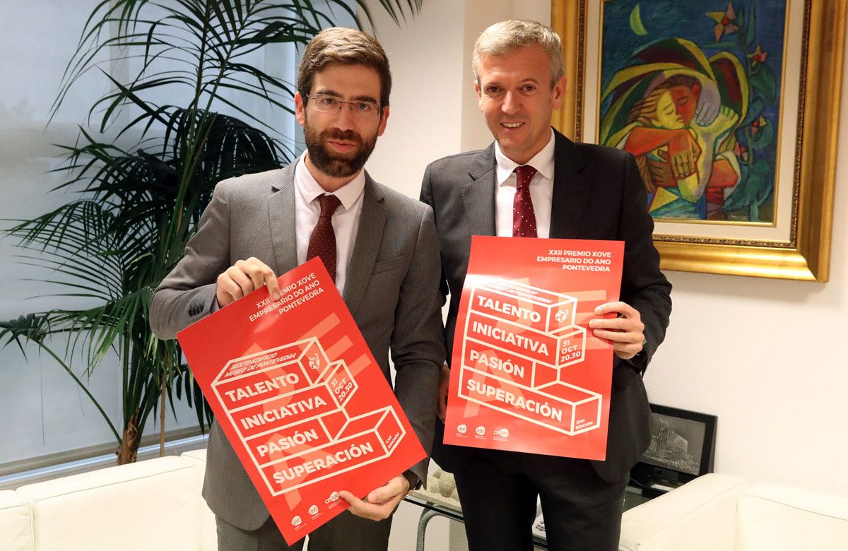 Pablo Fernández, presidente de AJE, co vicepresidente da Xunta, Alfonso Rueda