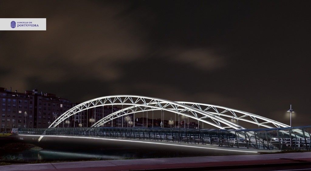 Recreación dunha das iluminacións previstas para a ponte de  As  Correntes