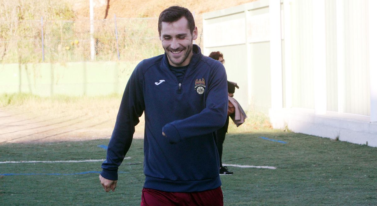 David Añón, durante un adestramento do Pontevedra