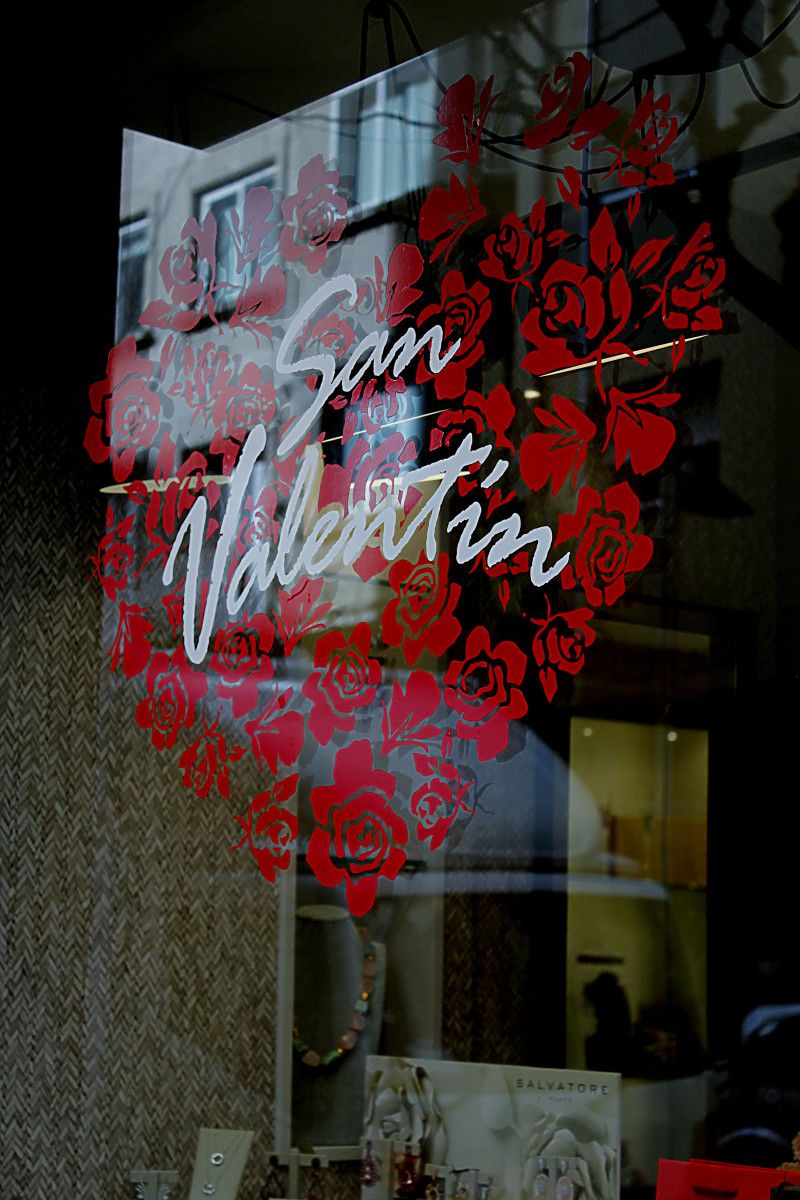Decoración de San Valentín en Pontevedra