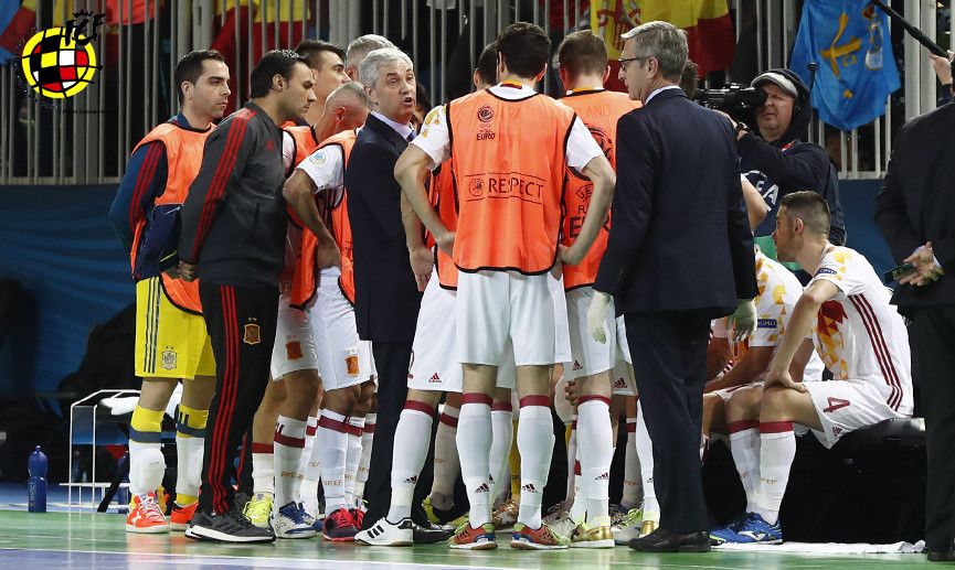 A Selección Española de fútbol sala durante o Campionato de Europa de Eslovenia