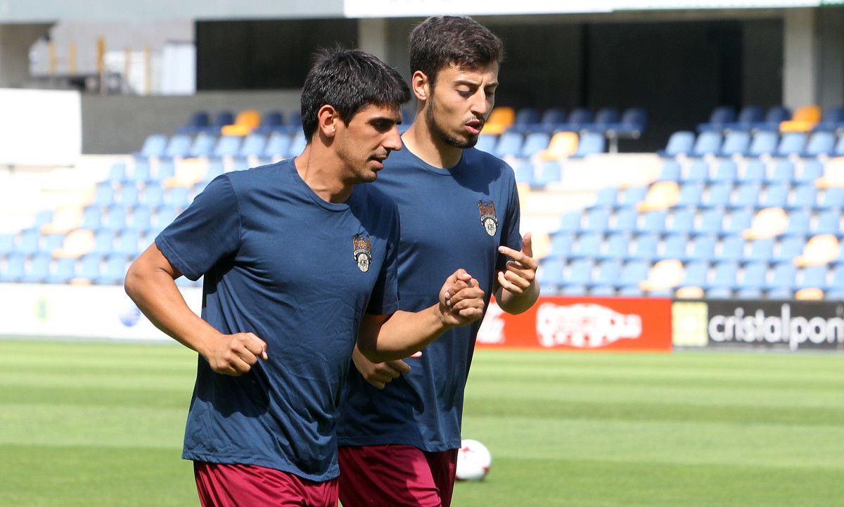 Jimmy y Kevin Presa, en un entrenamiento del Pontevedra