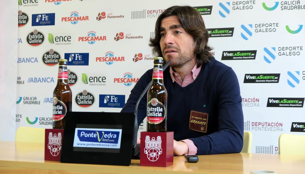 Luismi, en la sala de prensa del Estadio Municipal de Pasarón