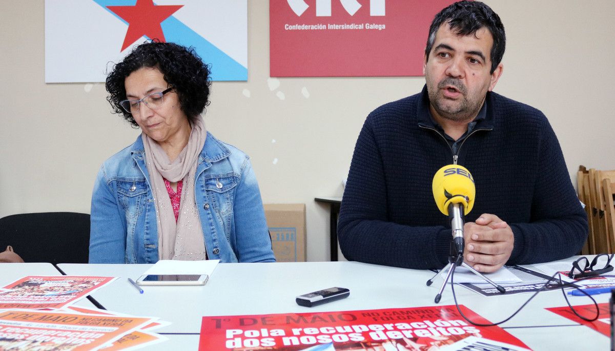 Paca Ferradás, responsable de CIG-Muller y Marcos Conde, secretario comarcal de la CIG