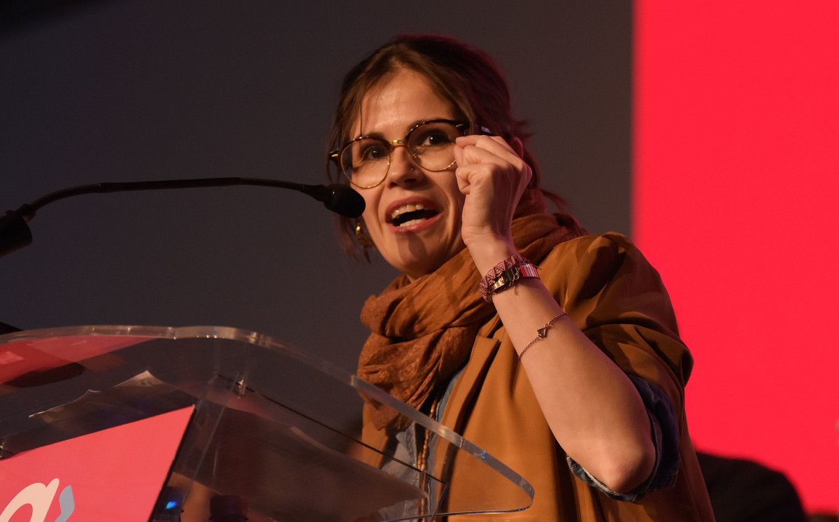 Anabel Gulías, en la cena organizada por el BNG en el Recinto Ferial de Pontevedra