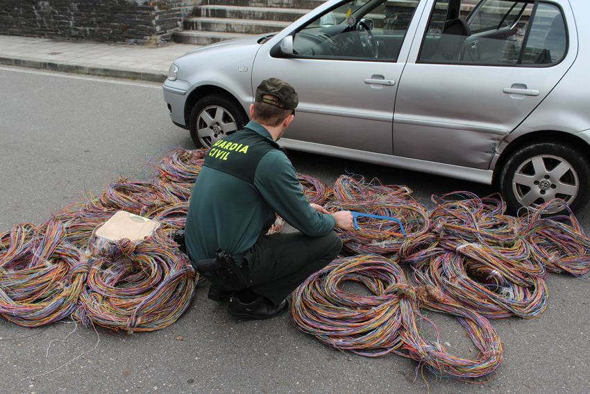 Cable de cobre recuperado pola Gardia Civil