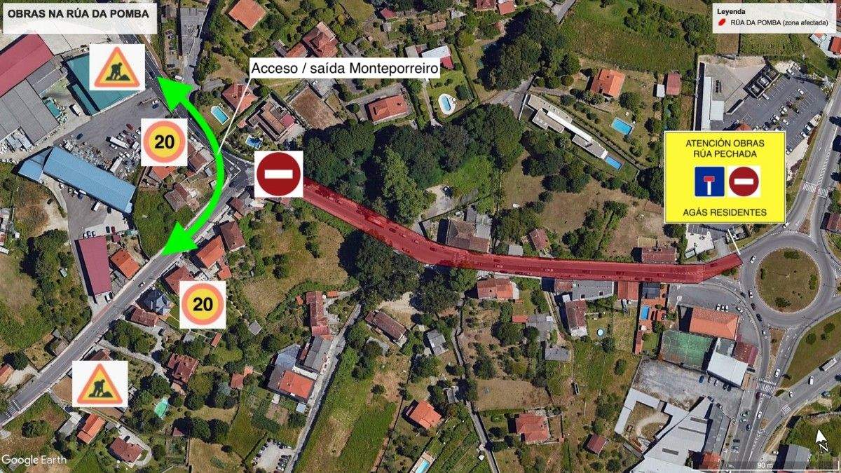 Cortes de tráfico con motivo del soterramiento de la línea de alta tensión en Monte Porreiro
