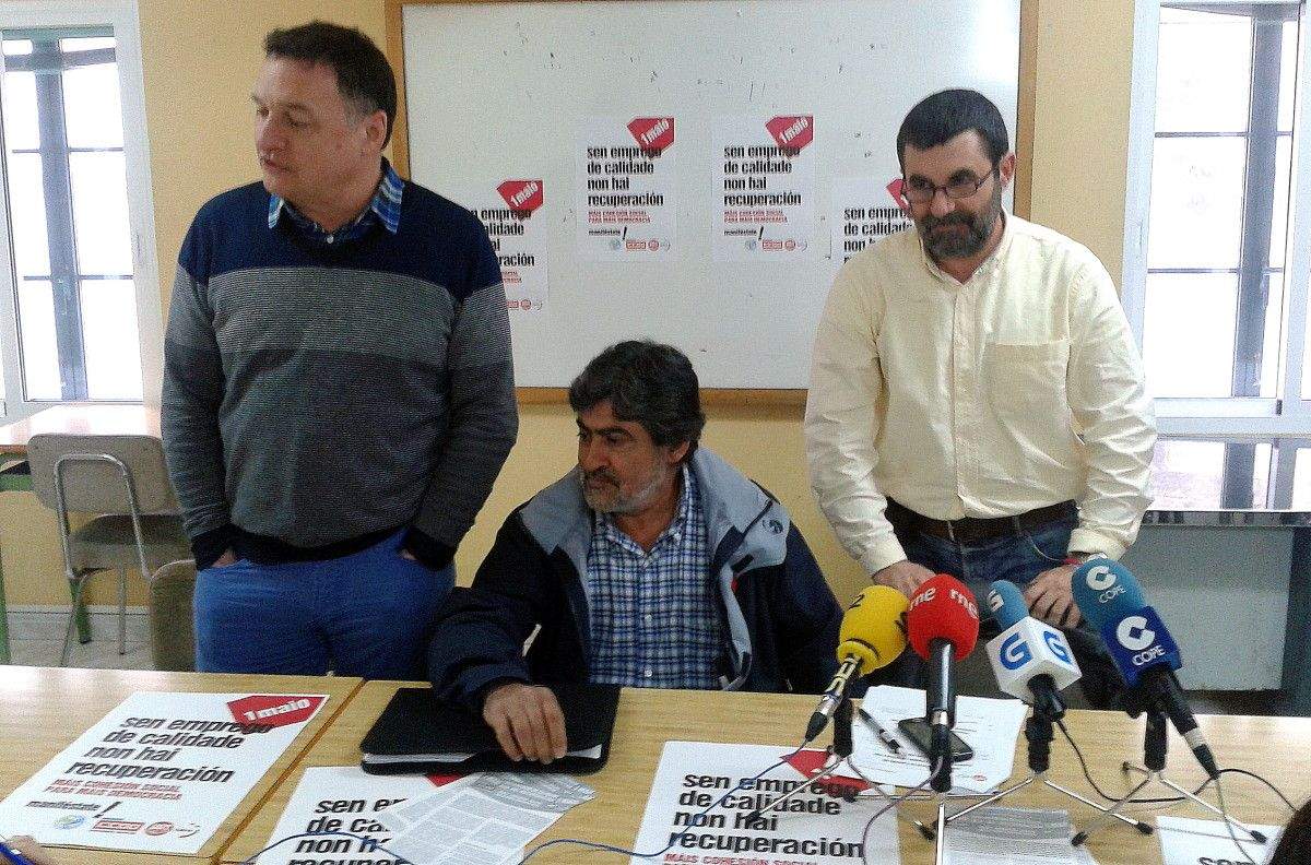José Luis García Pedrosa, de CC.OO.; Cándido Sartier, de TSP e Ramón Vidal, de UGT