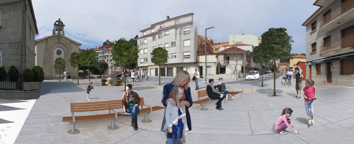 Infografía de la ueuva ampliación de la praza da Granxa en Campelo
