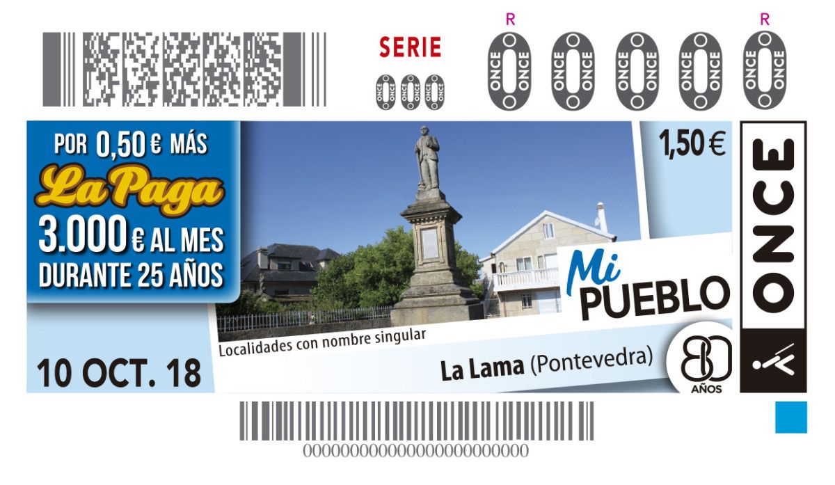 Cupón de la Once con la imagen de A Lama