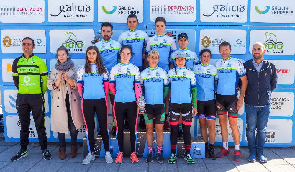 Podio de honra do segundo ciclocrós Poio Móvese