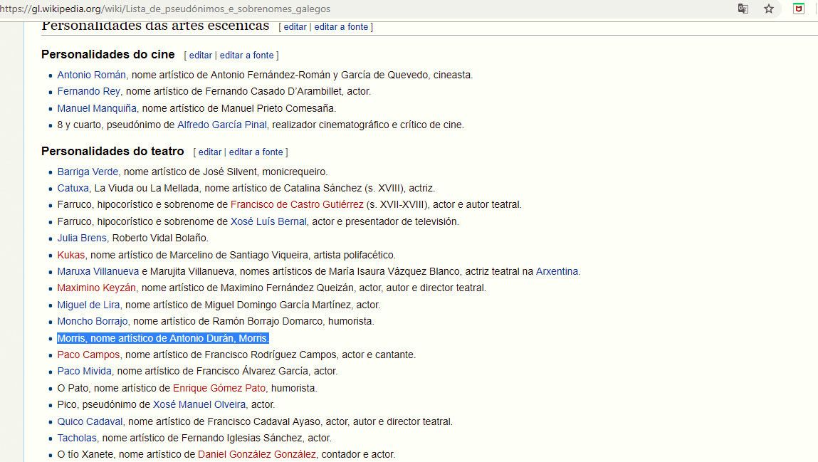 Apodos de artistas gallegos, en la Galipedia