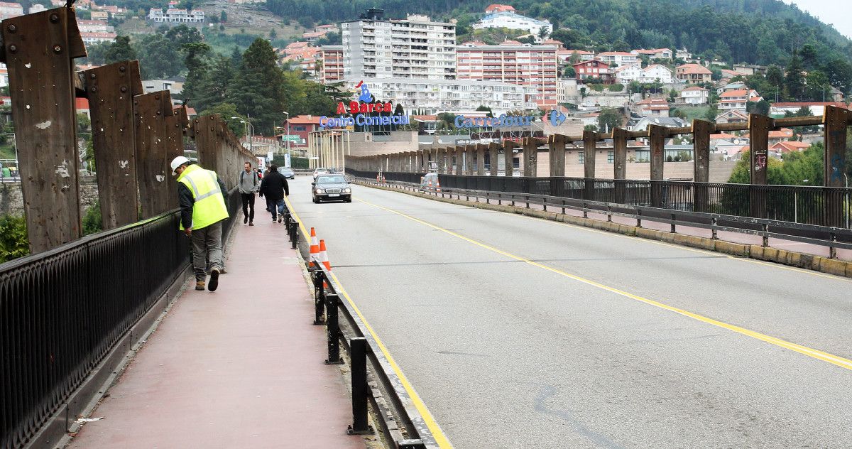 Obras de reforma del puente de A Barca