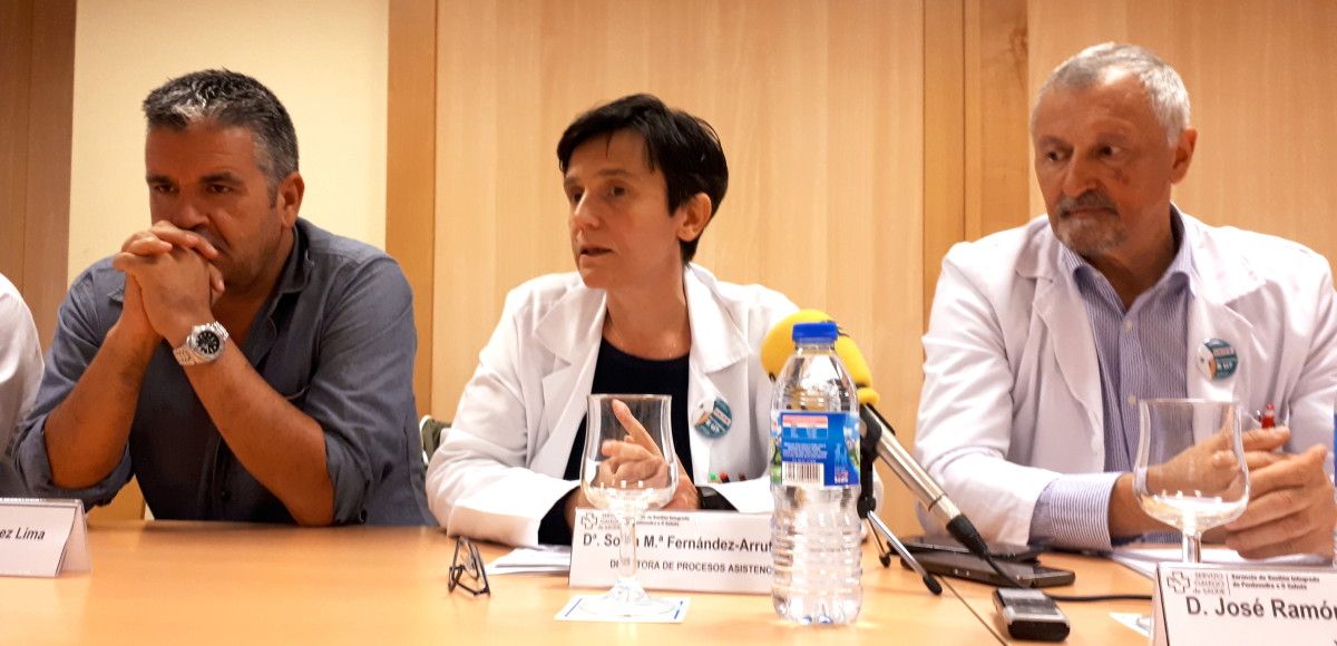 Manuel Vázquez Lima, Sonia Fernández-Arruty e José Ramón Gómez, no Hospital Montecelo