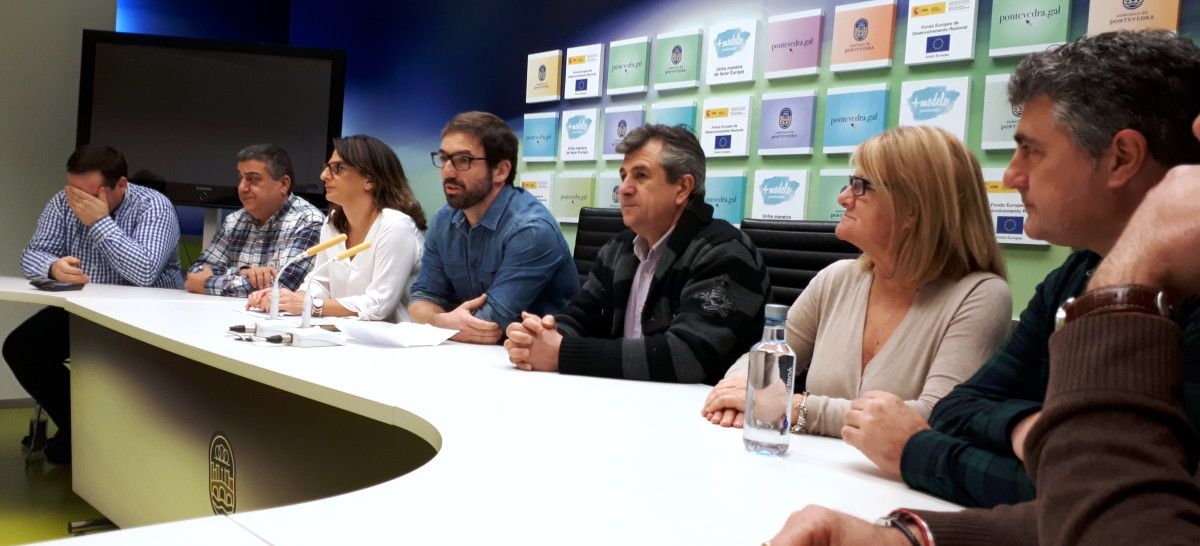 Representantes de los sindicatos del personal del Concello de Pontevedra