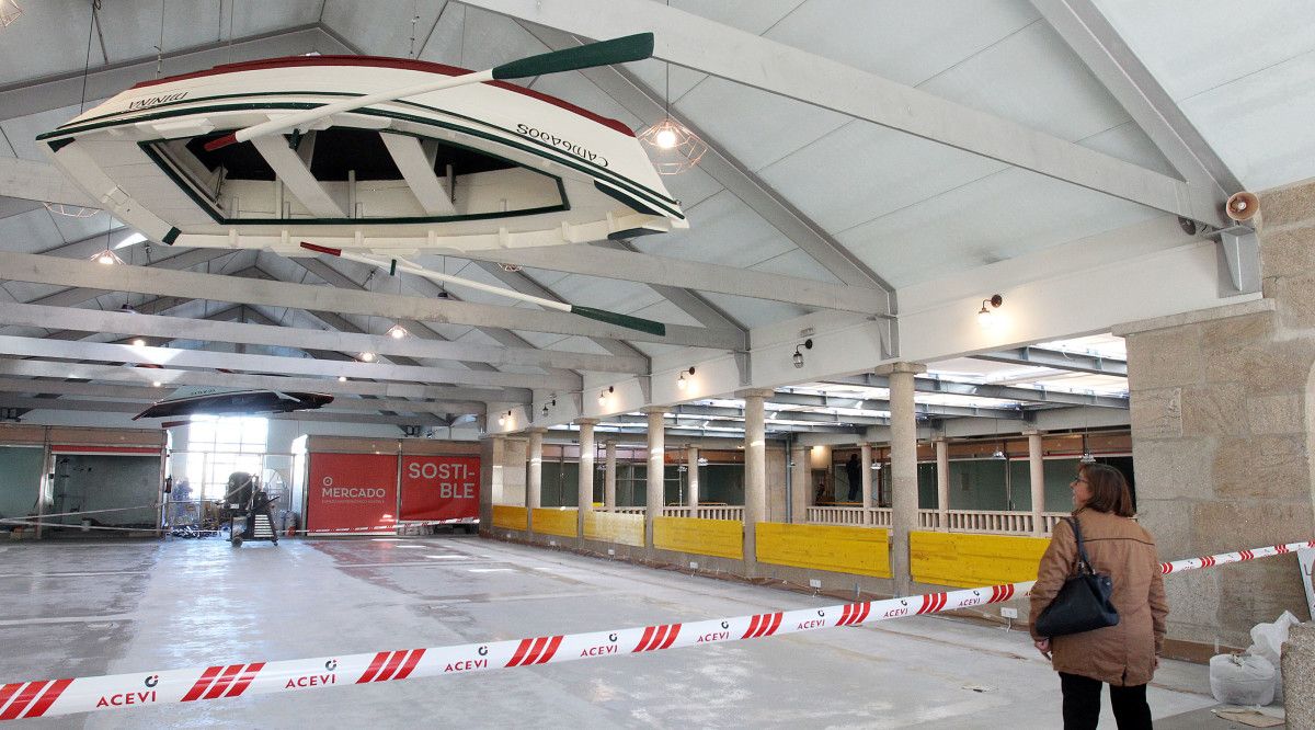 Obras en la primera planta del mercado de abastos de Pontevedra