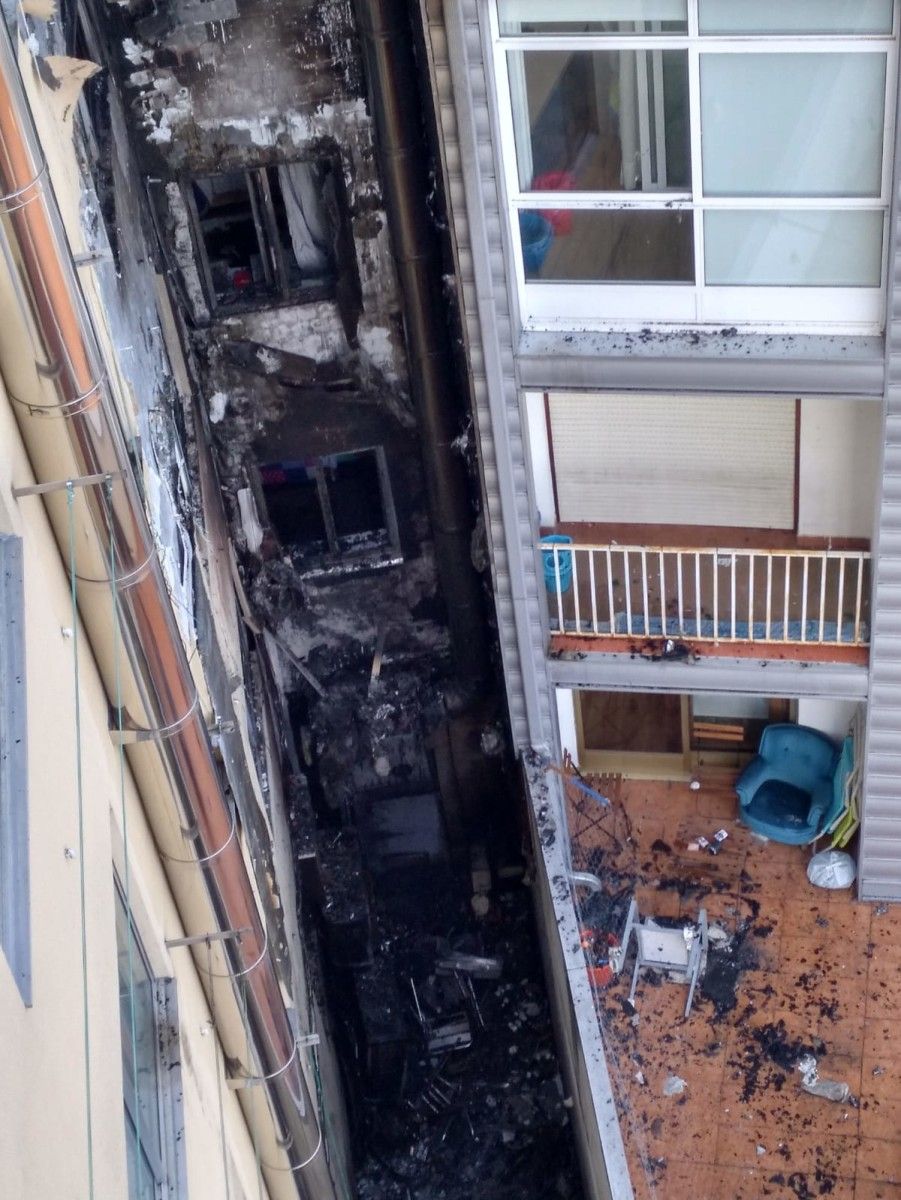 Parte incendiada del edificio de Alfonso X
