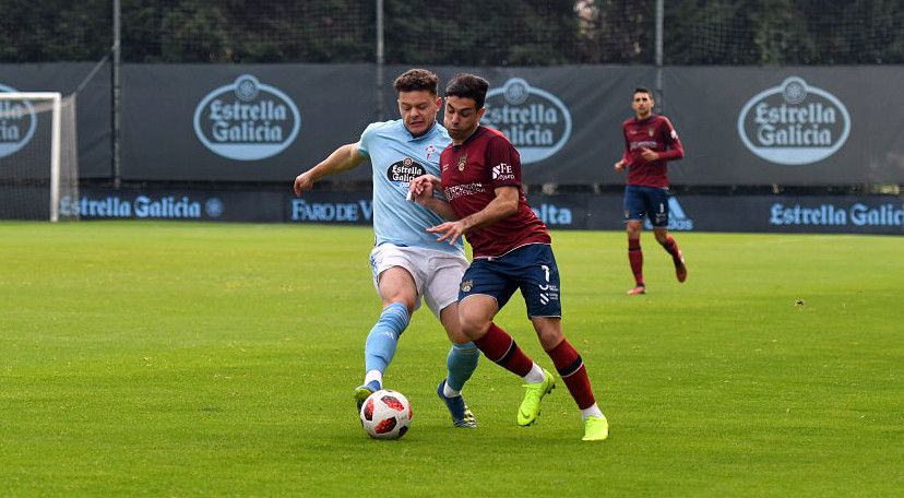 Álvaro Bustos, en el partido entre Celta B y Pontevedra en Barreiro