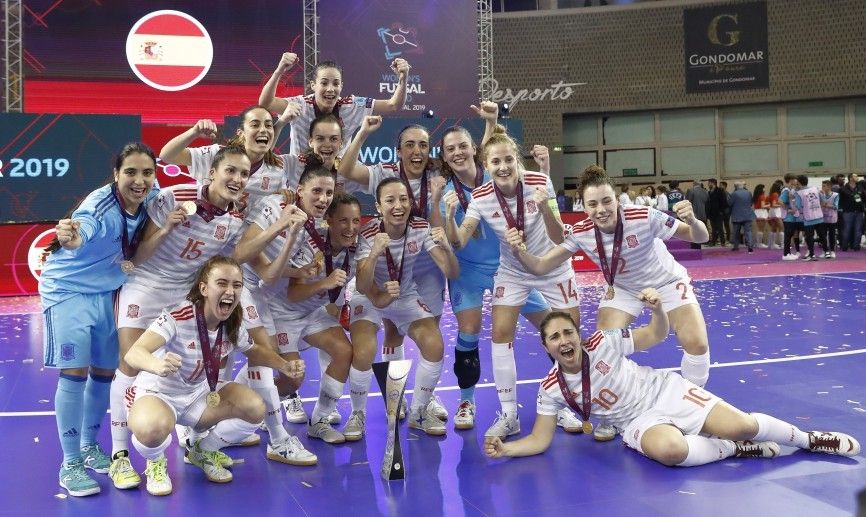 España celebra el triunfo en la Eurocopa de Fútbol Sala