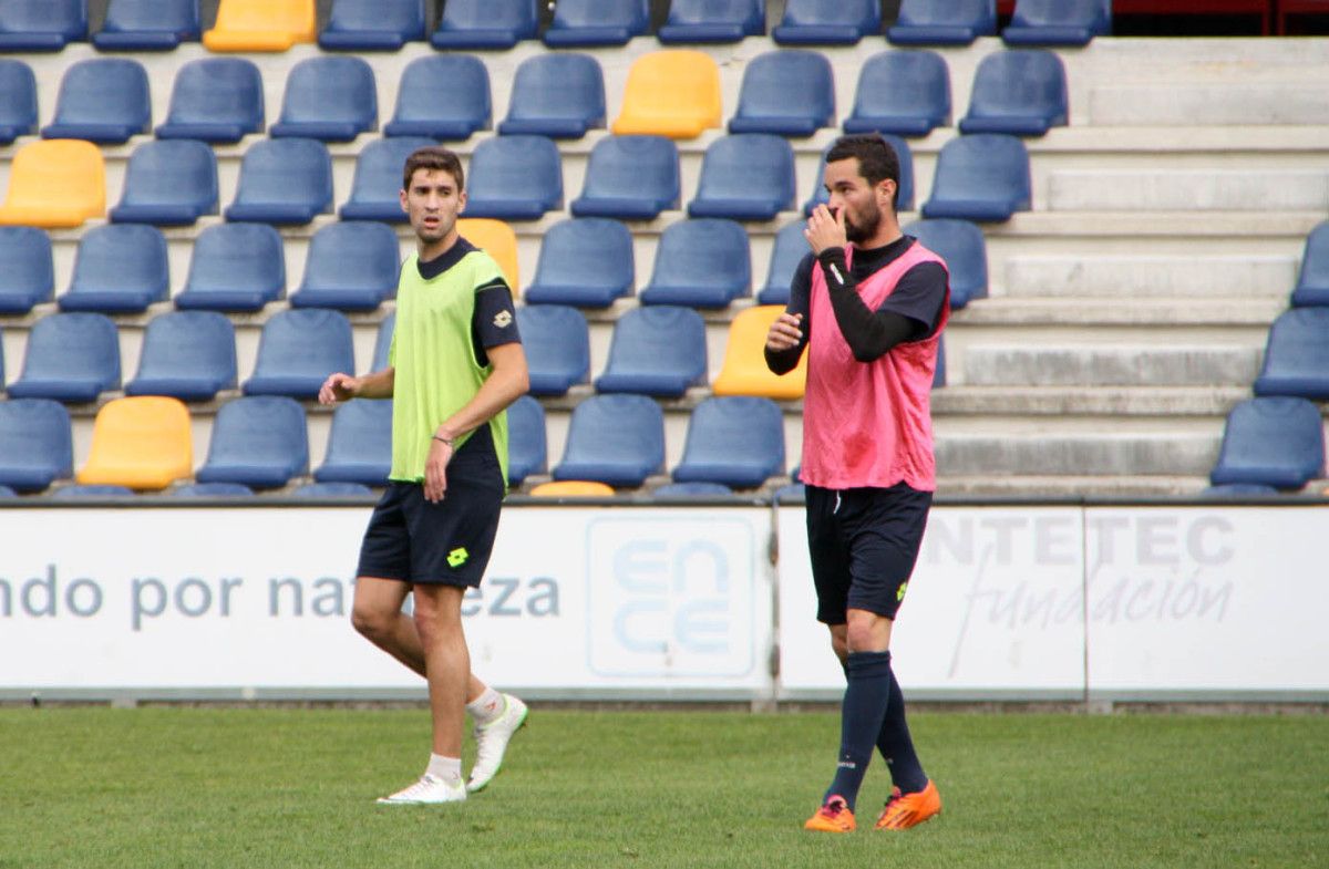 Luismi y Pablo Lede no adestramento deste mércores en Pasarón