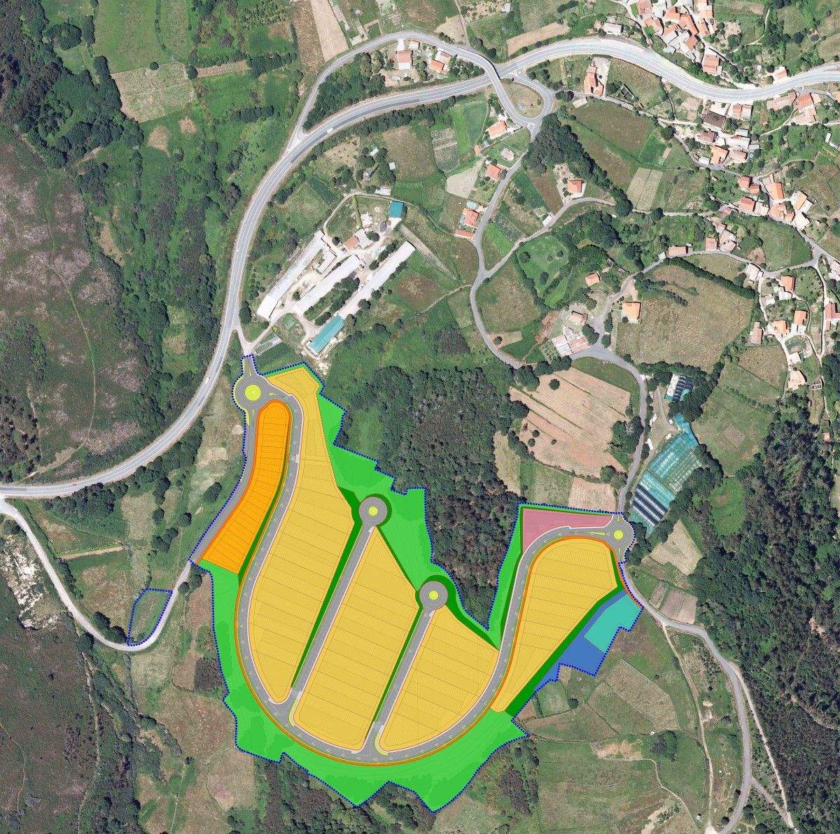 Plano de la zona industrial de Monte Mocín