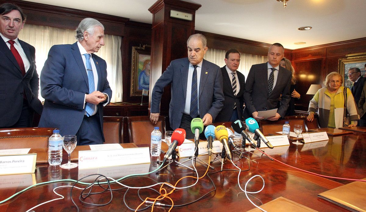 Representantes de la Cámara de Comercio en la rueda de prensa sobre Ence