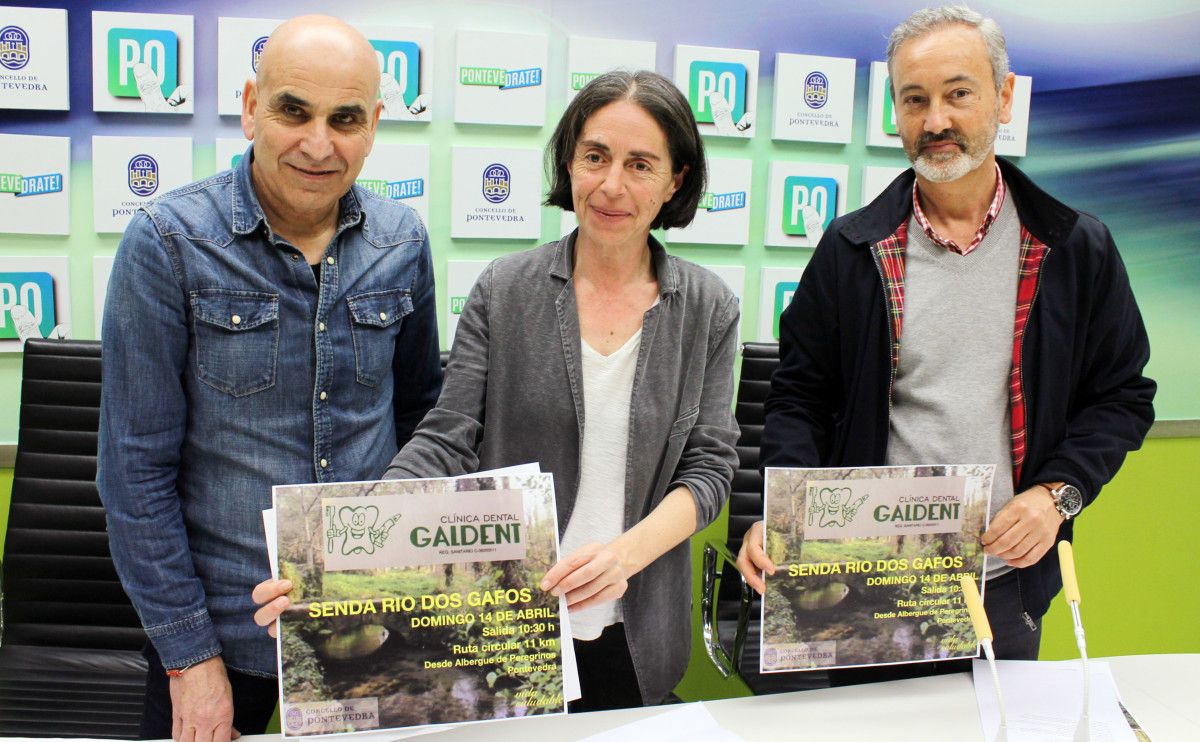Anxos Riveiro, Fran Romero y Francisco Pardo en la presentación de la ruta