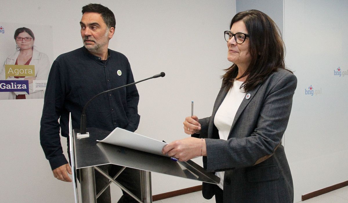 Demetrio Gómez y Carme da Silva, candidata del BNG por la provincia de Pontevedra
