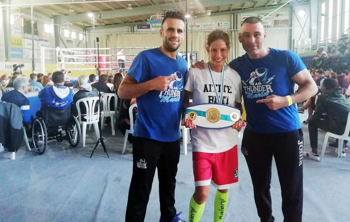 Zaira Corchero tras vencer no Campionato Galego Elite de Boxeo
