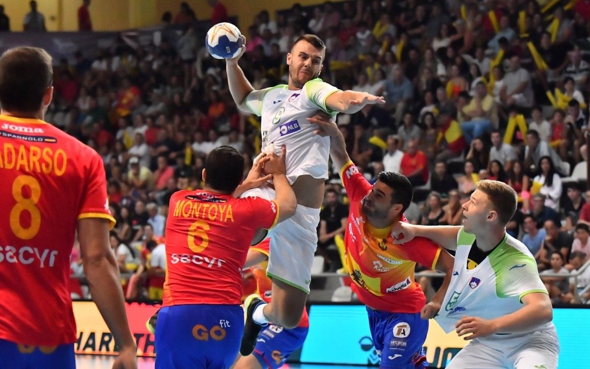 Partido entre España y Eslovenia en el Mundial Júnior de balonmano