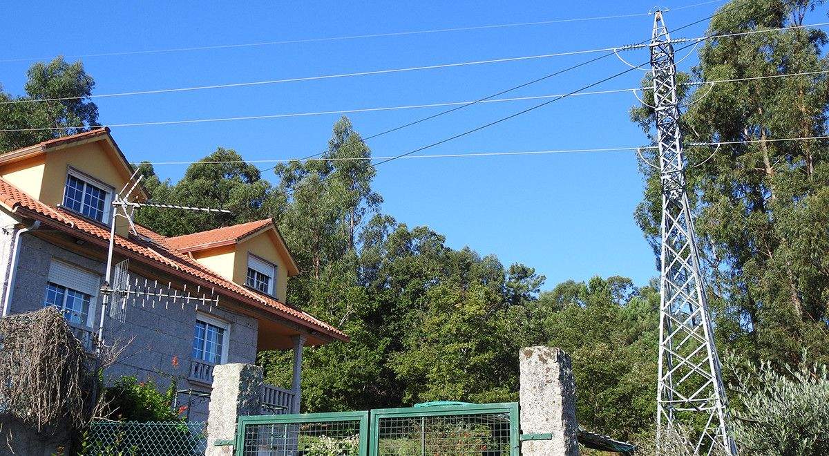 Torre de tensión, al lado de la casa, en donde se han asentado las velutinas Torre de tensión, al lado de la casa, en donde se han asentado las velutinas