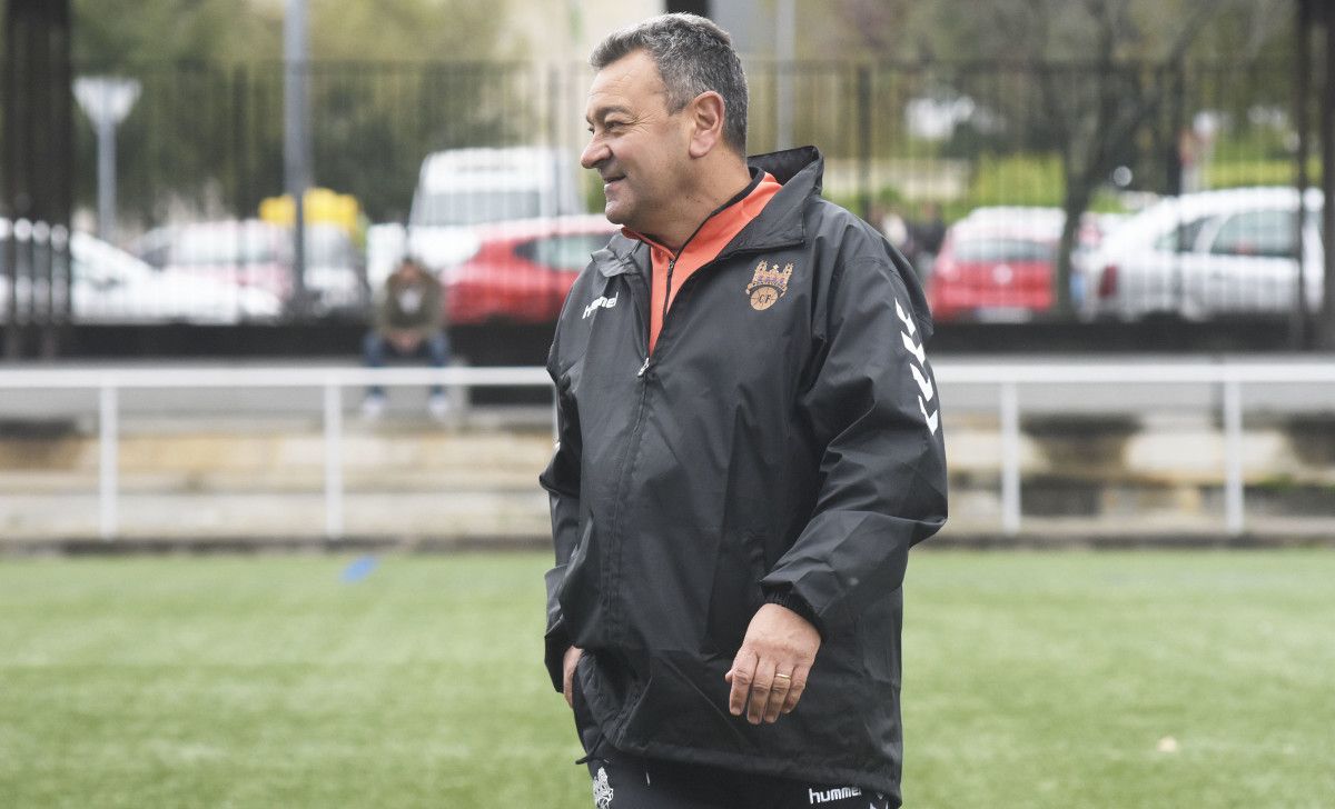 Carlos Pouso en su primer entrenamiento con el Pontevedra