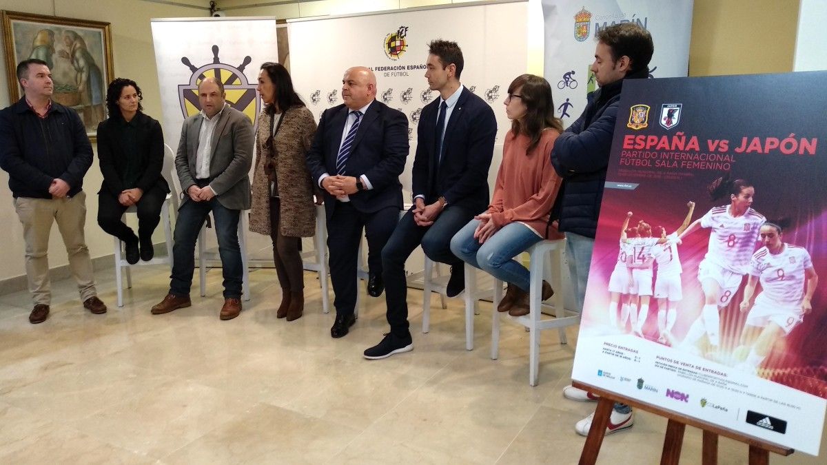 Presentación do partido España-Xapón de fútbol sala en Marín
